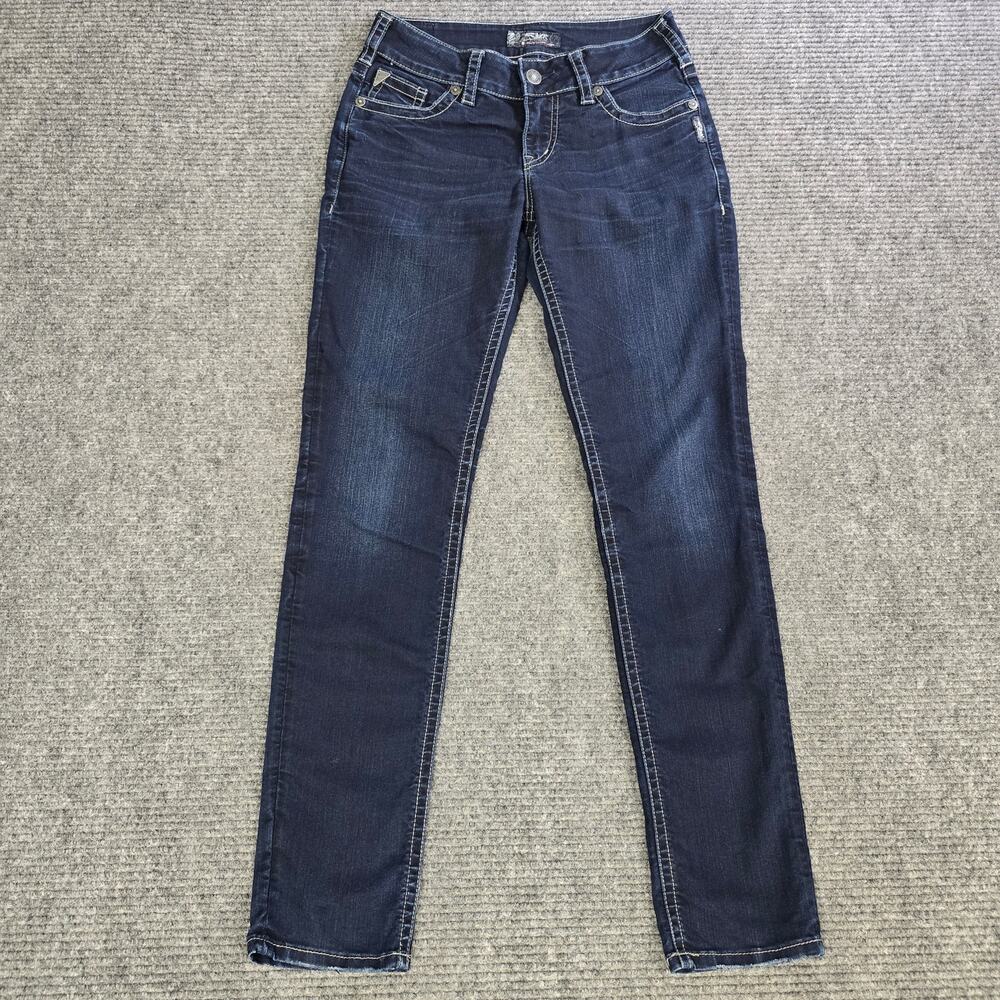 Silver Jeans Suki Mid Pencil Skinny Jeans Womens 27x31 Dark Wash Stretch